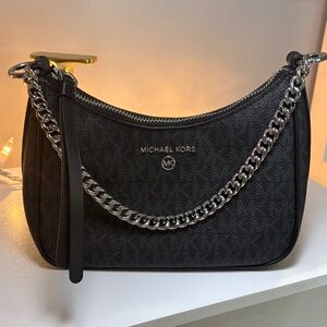 Michael Kors Black and Silver Chain Shoulder Bag